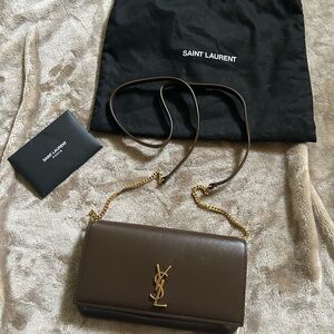 Saint Laurent Brown Leather Crossbody Bag